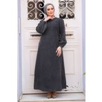 N.S NEVA STYLE Antrasit Tesettür Kot Elbise 19148ANT