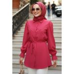 N.S NEVA STYLE Dantel Detaylı Fuşya Tesettür Tunik 30341F