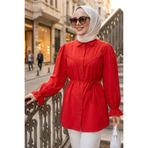 N.S NEVA STYLE Dantel Detaylı Kırmızı Tesettür Tunik 30341K