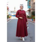 N.S NEVA STYLE Düğmeli Bordo Tesettür Etekli İkili Takım 12261BR