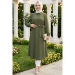 N.S NEVA STYLE Düğmeli Haki Tesettür Tunik 32172HK