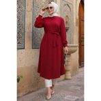 N.S NEVA STYLE Düğmeli Kırmızı Tesettür Tunik 32172K