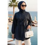 N.S NEVA STYLE Düğmeli Lacivert Tesettür Tunik 20316L