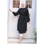 N.S NEVA STYLE Düğmeli Siyah Tesettür Tunik 32172S