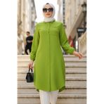 N.S NEVA STYLE Düğmeli Yağ Yeşili Tesettür Tunik 30293YY