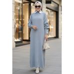 N.S NEVA STYLE Gri Tesettür Triko Elbise 100013GR