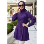 N.S NEVA STYLE Pens Detaylı Mor Tesettür Tunik 10500MOR