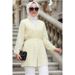 N.S NEVA STYLE Pile Detaylı Sarı Tesettür Tunik 20299SR