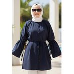 N.S NEVA STYLE Volan Kollu Lacivert Tesettür Tunik 20298L
