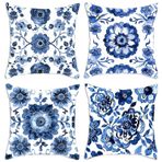 n Su Geçirmez Yastık Kılıfları 45 x 45 cm 4'lü Set Dekoratif Yastık Kılıfı Çift Taraflı Mandala Baskılı Dış Mekan Veranda Bahçe Kanepe Sandalye Yatak için