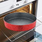 N36 Ultra Lüks Kalite ⌀36CM Yuvarlak Granit Fırın Tepsisi Içi 4 Kat Teflon®granit Dışı Silikon Kaplı