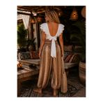 NA ADDESIGN Bohem Chic Bluz – Sırt Dekolteli Fırfır Kol Tasarım Crop
