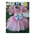 NA ADDESIGN Kız Çocuk Pudra Pembe Kabarık Tüllü Abiye Elbise Pudra 7-8 Yaş