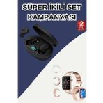 Nabız Ölçer Hediye Bileklikli Akıllı Saat ve Dijital Göstergeli Bluetooth Kulaklık Çoklu Şarj Girişi