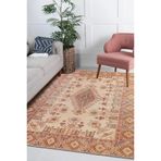 Nacala Krem Oryantal Modern Geometrik Etnik Desenli Boho Makinada Yıkanabilir Hafif Hav Toz Vermez Leke Tutmaz Kaymaz Taban Dijital Makine Baskı Halı Oturma Odası Salon Yolluk Koridor Mutfak Halısı