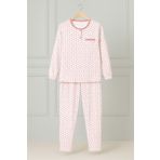 nacar çarşı Kadın Anne Uzun Kollu Pembe Çiçek Desenli Penye Pijama Takımı