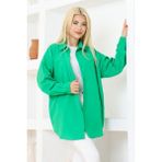 Nacar Çarşı Kadın Düz Renk Keten Rahat Kesim Oversize Uzun Basic Gömlek - Benetton Yeşili - 36