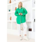 Nacar Çarşı Kadın Düz Renk Keten Rahat Kesim Oversize Uzun Basic Gömlek - Benetton Yeşili - 44