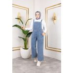 nacar çarşı Kadın Mavi Kot Tulum – Rahat Kalıp, Oversize Denim Tulum, Günlük Şık Kombin