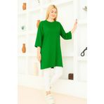 nacar çarşı Kadın Mint Yeşili Oversize Tunik Tişört – Yarım Kollu, Yuvarlak Yaka, Rahat Kesim