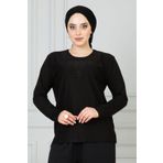 nacar çarşı Kadın Siyah Anne Penye Bluz