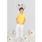 Nacar Erkek Çocuk 23 Nisan Kıyafeti Kostüm Pantolon Kısa Kol Polo Yaka Sarı Tshirt Takım 024