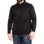 Nacar Store Erkek Ince Yün Triko Örgü Polo Yaka Düğmeli Baba Kazak - 2XL - Siyah