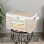 Nacarev 3 Adet Küçük Boy Pencereli Kare Desenli Ekose Beyaz Krem Dolap Içi Baza Altı Valiz Içi Düzenleyici Hurç Seti 40X30X20 cm - Beyaz - Krem