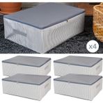 Nacarev 4 Adet Büyük Boy Çizgi Desen Baskılı Antrasit Baza Altı Düzenleyici Hurç Seti 60x40x20 cm