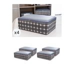 NACAREV 4 Adet Büyük Boy Gri Kare Desen Ekoseli Baza Altı Yastık Yorgan Hurcu Seti 60x40x20 cm