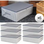 Nacarev 6 Adet Mega Boy Çizgi Desen Baskılı Antrasit Baza Altı Düzenleyici Yastık Yorgan Kıyafet Hurcu 75x40x20 cm