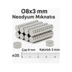 Nacario 5 Adet 8X3MM Yuvarlak Neodyum Mıknatıs Güçlü Nikel Kaplamalı Kaliteli Dayanıklı Magnet - Seçenek