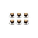 Nacario 6 Kişilik Şeffaf Cam Kahve Fincan Takımı - 12 Parça Modern Espresso ve Türk Kahvesi Se - Renkli