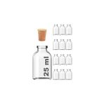Nacario Afracam Şeffaf 25 ml / 25 cc Mantar Tıpalı Boş Cam Şişe 12 Adet - Çok Renkli