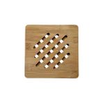 Nacario Bambu Nihale, Kare Şekilli, Çizgili Tasarım, Ahşap Malzeme, Tencere Tava Altlığı, 17 Cm, Nemli Bezl