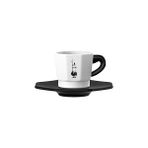 Nacario Bialetti - 4'lü Espresso Fincan Seti - Sekizgen Tasarım - Siyah Beyaz Karma Renk - Porsele