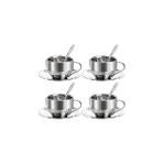 Nacario Çelik 4 Adet 180 ml Çift Cidar Espresso Kahve Fincan Set Sunum Bardağı - Renkli