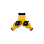 Nacario Çift Çıkışlı Vanalı Musluk Adaptörü, 1/2 3/4 Uyumlu, Sarı, DMX4279