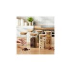 Nacario Deconox 6'lı Set 425 ml Bambu Kapaklı Kare Cam Kavanoz - 6X12 cm Vakumlu Uzun Boy Şeffaf Erzak Kabı