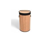 Nacario Deconox El Yapımı Hasır Katlanır Çamaşır Sepeti Yuvarlak 55 Litre (35CM*35CM*61CM), Doğal Malzemede - 35 x 35 cm