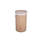 Nacario Deconox El Yapımı Hasır Katlanır Çamaşır Sepeti Yuvarlak 60 Litre (35CM*35CM*61CM), Doğal Malzemede - 35 x 35 cm