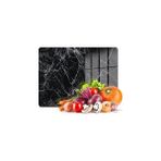 Nacario Decovetro Cam Kesme Tahtası Sunumluk Siyah Beyaz Mermer Desenli 30X40 cm