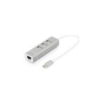 Nacario Digitus DA-70253 USB Type-C 3-Port Hub + Hizli Ethernet Lan Cevirici