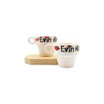 Nacario Evin Hanımı & Evin Beyi 2'li Espresso Bardak Seti - Hediye Seramik Fincan - Renkli