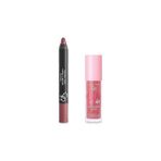 Nacario Golden Rose Plumped Lips Lip Plumping Gloss No: 210 ve Matte Lipstick Crayon No:22 Cotton Pi