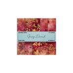 Nacario Grunge Damask Scrapbook Paper: Cranberry & Gold Colored Patterns, Double Sided 8 x 8" Designs