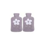 Nacario Iki Adet Sicak Su Torbasi Peluş Papatya Desenli Gri 21X13,5X2CM 500 ml