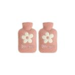Nacario Iki Adet Sicak Su Torbasi Peluş Papatya Desenli Pembe 21X13,5X2CM 500 ml