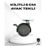 Nacario Kilitli 6 cm Masa Ayağı Tekli Döner Tekerlek - Seçenek