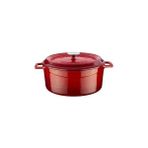 Nacario Lava Döküm Yuvarlak Tencere, Trendy, 28 Cm, 6.71 L Hacim, Kırmızı